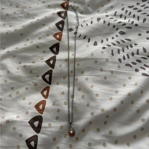 Sterling Silver Teardrop Necklace with Pink Pearl Pendant